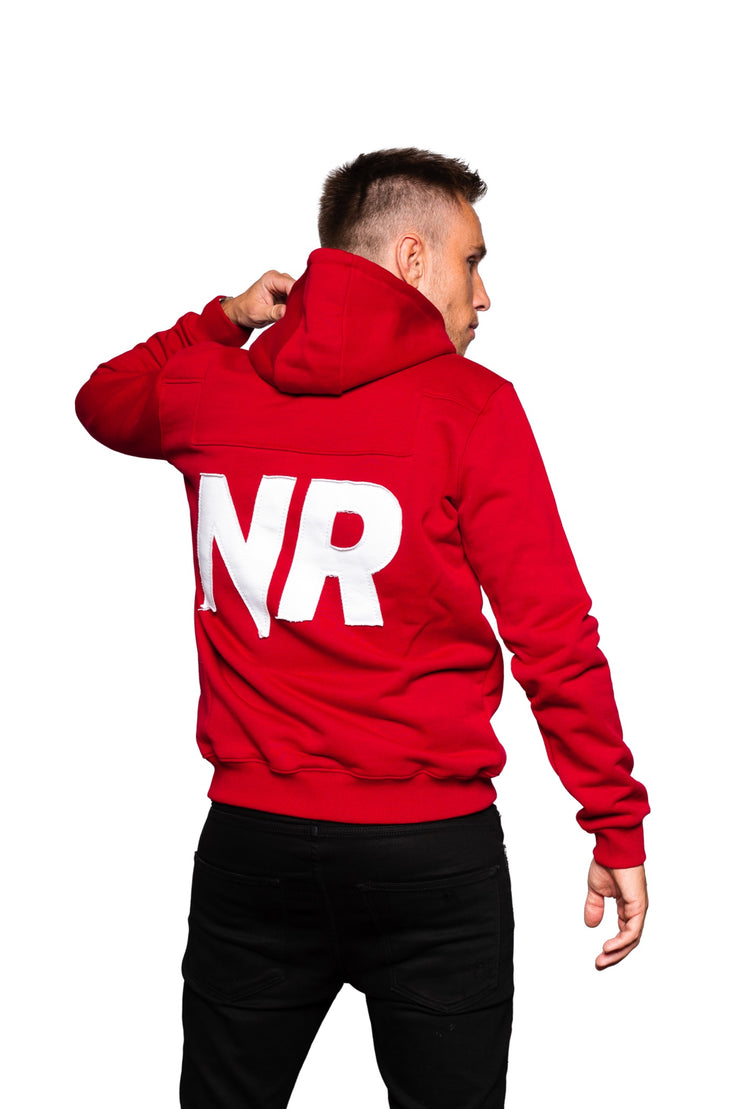 NR PATCHED LOGO HOOD RED